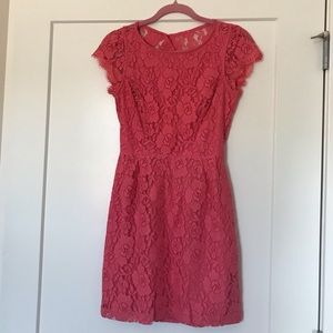 Forever 21 Coral Cutout back Lace Dress - Small